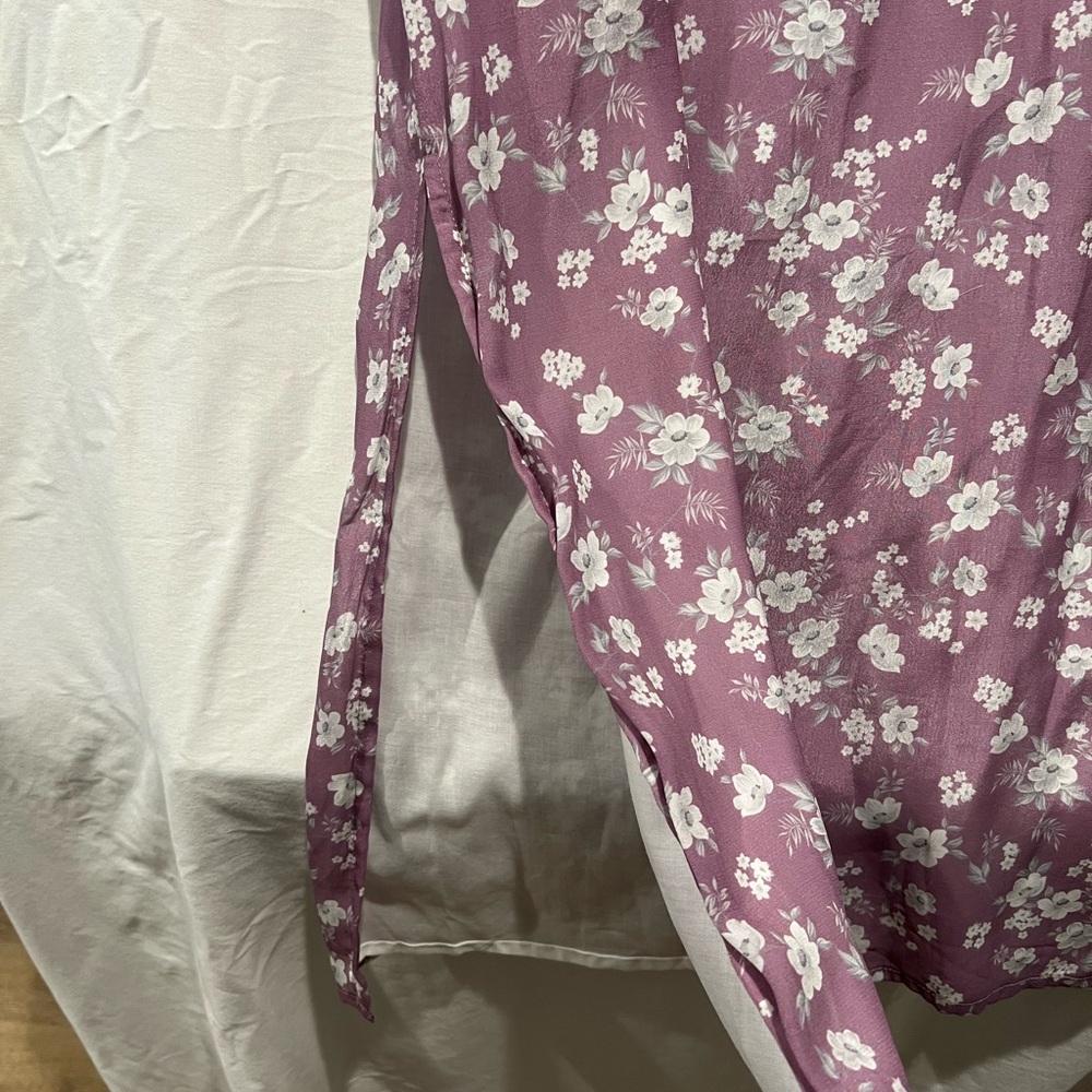 Reistor Bemberg Cupro Floral Prairie Maxi Dress Tie Waist Lined Large - Picture 5 of 9